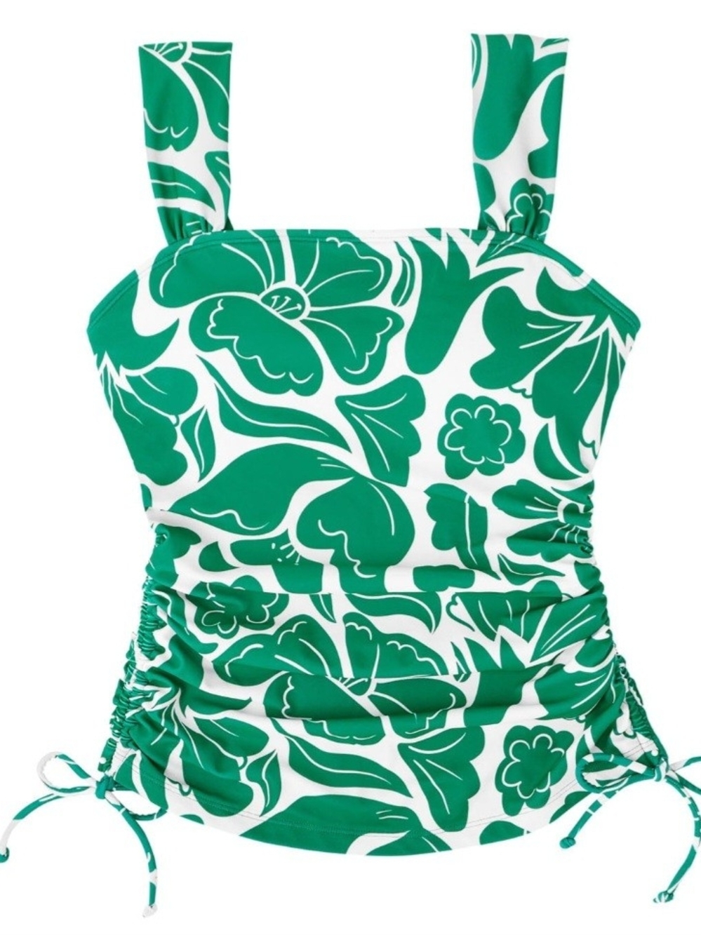 Green & White Floral Two-Piece Swimsuit
